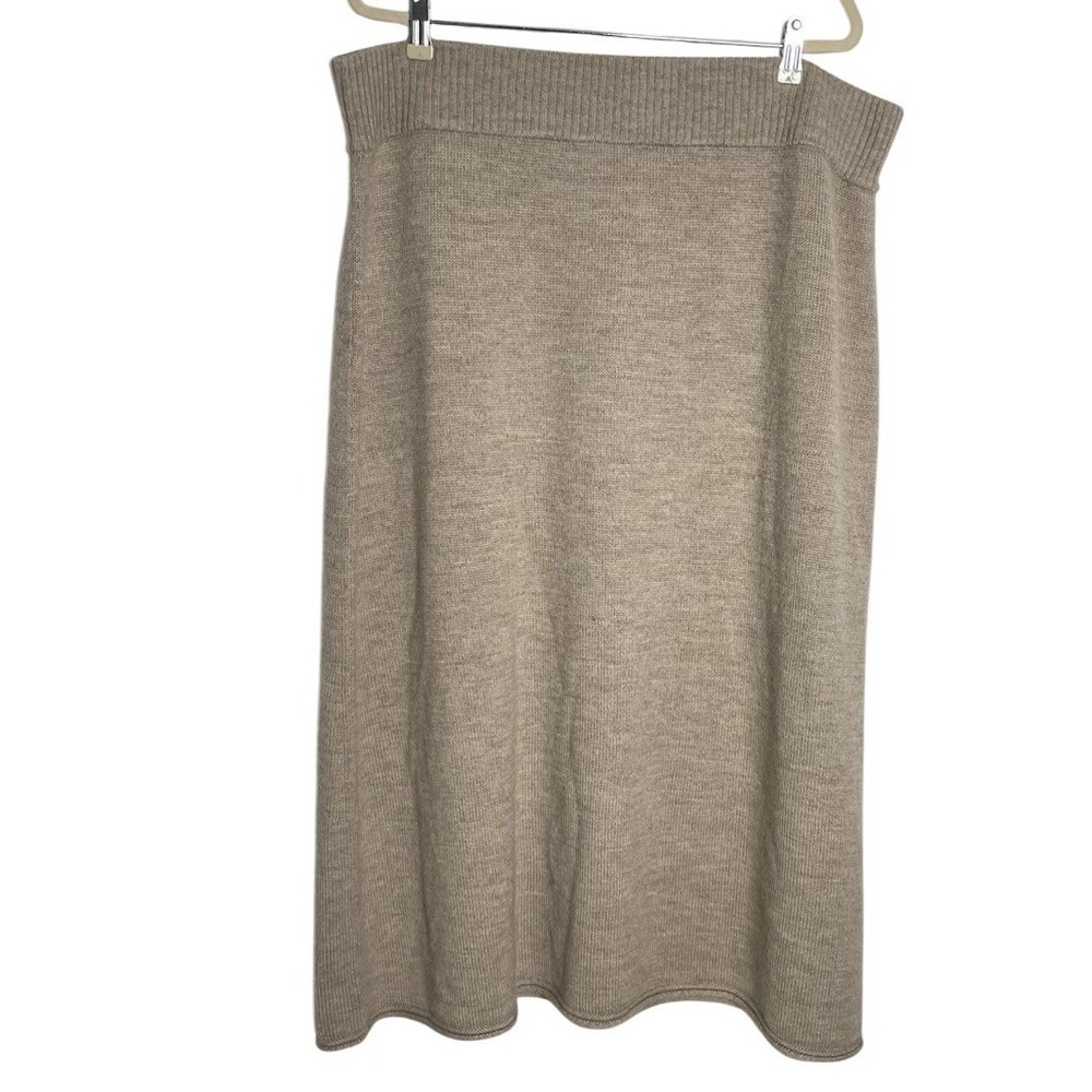 NWT POETRY KNITTED Midi Skirt Beige Wool Alpaca‎ Pull On Size US 18